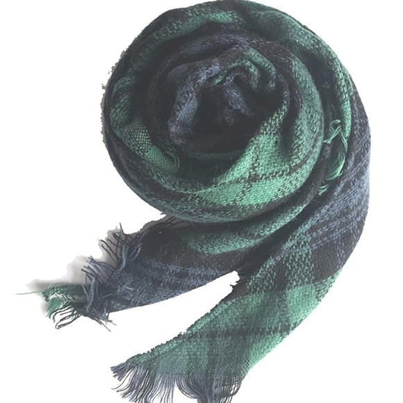 Fall Color Navy Tartan Blanket Scarf Wrap Shawl - Picture 7 of 8